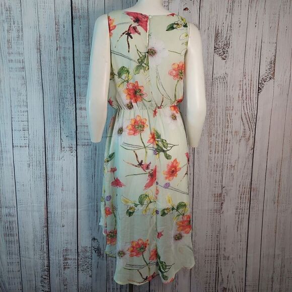 Sleeveless High-Low Suzy Shire Floral Light Green Summer Dress - Picture 2 of 15